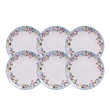 Imagem de Jogo De Pratos Raso Refeição Kit 6 Peças Porcelana 25cm Aura Tramontin