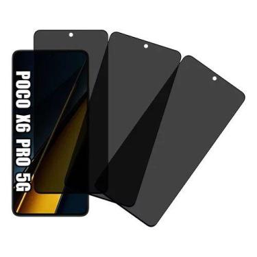 Imagem de Kit 3UN Película 3D Privacidade de Vidro para Xiaomi Poco X6 Pro 5G - 
