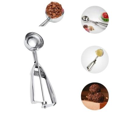 Imagem de Colher Brigadeiro Sorvete Confeitos Beijinho Ejetor 4cm Inox - Ke Home