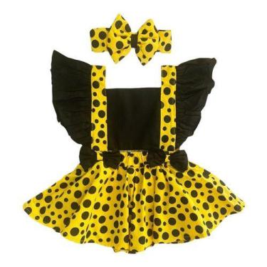 Imagem de Jardineira Romper Body Roupa Para Bebe Abelhinha Foto Menina - Mimos d