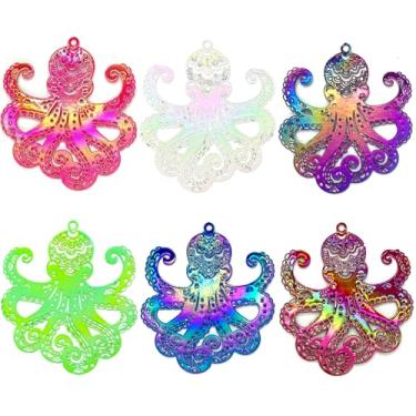 Imagem de COLIGREE 24 peças de pingentes de oceano variados deslumbrantes enfeites coloridos de filigrana de metal oco pingentes de animais marinhos para fazer joias faça você mesmo, brincos, colares,