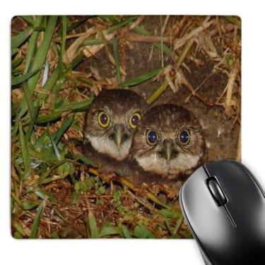 Imagem de 3dRose Estampa de corujas de bebê gêmeas na capa coral florida - Mouse pad, 20 x 20 cm (mp_182587_1)
