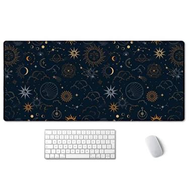 Imagem de SSOIU Celestial Stars and Magic Eyes Tapete de mesa estendido, mesa completa, escritório, casa, tapete grande para mouse e teclado, 90 x 40 cm