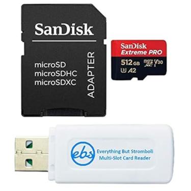 Imagem de Cartão de Memória SanDisk 512GB microSD Extreme Pro com Adaptador DJI OSMO Pocket 3 (SDSQXCD-512G-GN6MA) e Leitor Everything But Stromboli MicroSDXC