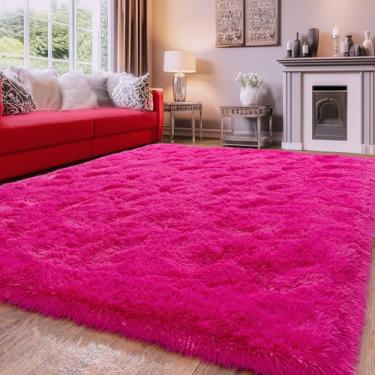 Imagem de OHDS Tapete fofo rosa choque para quarto de 2,4 x 3 m grande - Tapete felpudo ultramacio e antiderrapante, tapete confortável para quarto de meninas para sala de estar, quarto de crianças, dormitório