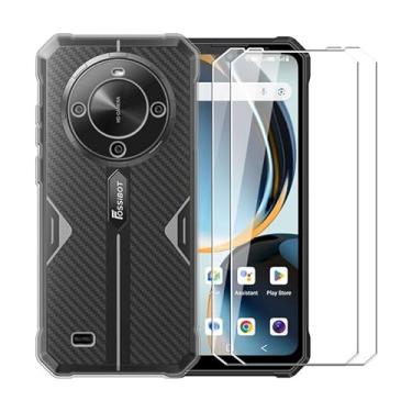 Imagem de WDMYLFTW Capa para Fossibot F105 + [pacote com 2] Película protetora de tela de vidro temperado - Capa protetora de TPU TPU à prova de choque de silicone transparente macio e flexível para Fossibot