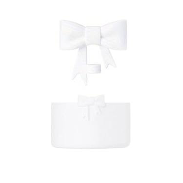 Imagem de AXMCCH Tampa de garrafa de silicone de 7,5 cm e cobertura de canudo em forma de laço de 10 mm para copo Stanley de 340 a 1,134 g (branco)