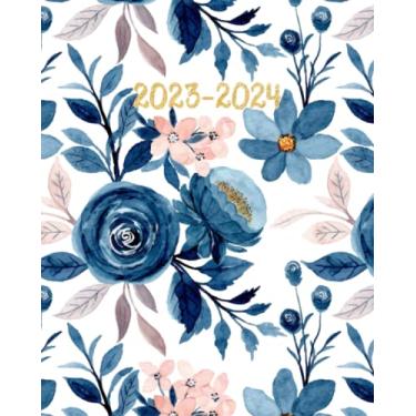Imagem de Monthly Planner 2023-2024: Blue Boho ~ Floral Calendar for Women | Cute Rustic Flowers 23-24 | Large 2 Year 8 x 10 Organizer Agenda with Notes, To Do ... and Password Log | Jan 2023 - Dec 2024