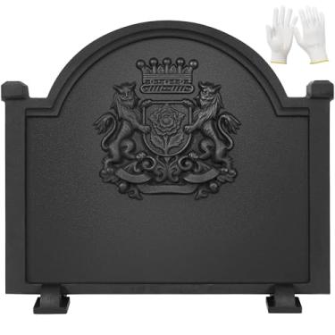 Imagem de G GOOD GAIN Placas Traseiras Para Lareira - Firebacks Para Lareira De 20 Polegadas Com Pés | Proteção De Parede Com Defletor De Calor Para Lareira De Ferro Fundido | Fire Backs Para Backsplash De Co