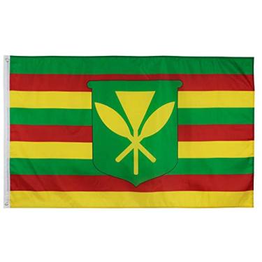 Imagem de PringCor Bandeira de Kanaka Maoli 3x5 pés Bandeira de soberania havaiana HI Aloha EUA State Dorm Cave