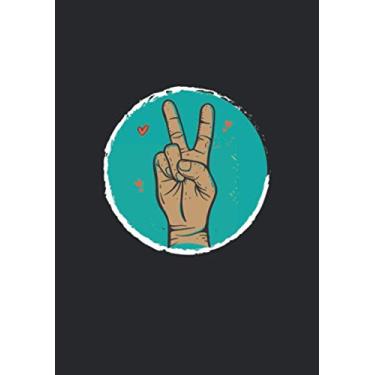 Imagem de Notizbuch A5 kariert mit Softcover Design: Peace Victroy Handzeichen Hand Zeichen Symbol: 120 karierte DIN A5 Seiten