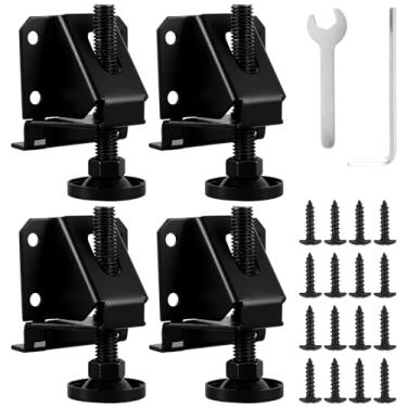 Imagem de 4/8 peças de pés niveladores de móveis 0-5 cm altura ajustável para guarda-roupa resistente nivelador de perna com chave e parafuso perna niveladora de armário de aço galvanizado para prateleiras de