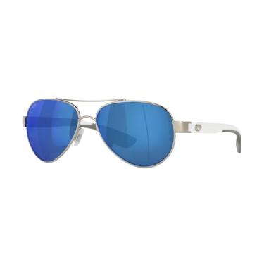 Imagem de Costa Del Mar Feminino Óculos de Sol Loreto Aviator, Paládio/Cinza Azul Espelhado Polarizado-580P, 56 Mm