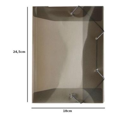 Imagem de 10 Mini Pasta Aba Meio Oficio Transparente A5 c/Elástico Acp, Fume