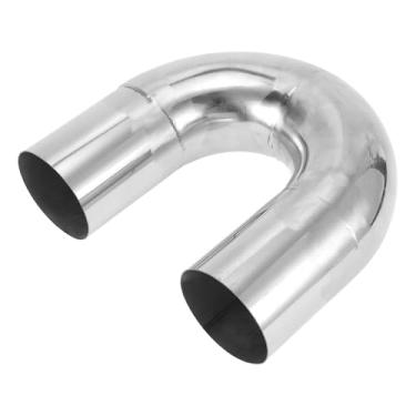 Imagem de Motoforti Tubo de escape de mandril de 180 graus DIY personalizado carro modificado tubulação tubulação 89 mm/3,5" OD 200 mm/7,87" comprimento T304 aço inoxidável prateado