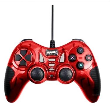 Imagem de Controle Gamer Universal com Fio para PC/PS3, Design Ergonômico, Cabo 1,5m, Vermelho