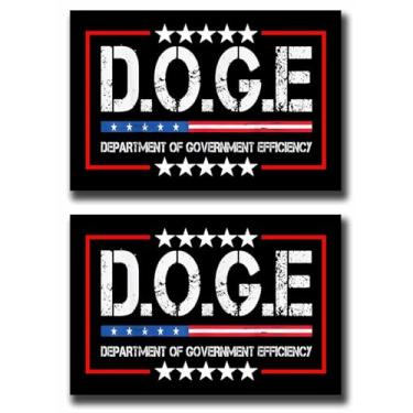 Imagem de Pacote com 2 Ímãs de carro Doge D.O.G.E. Department of Government Efficiency Car Magnet Auto Truck Fridge Magnetic Decal Bumper Magnet