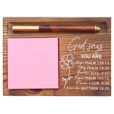 Imagem de God Says You are Sticky Note Holder, Organizador Cristão de Mesa para Assistentes Sociais Religiosos, Terapeuta, Conselheiro, Educadores, Presente para Escritório, Porta-Bloco de Notas Autoadesivo,