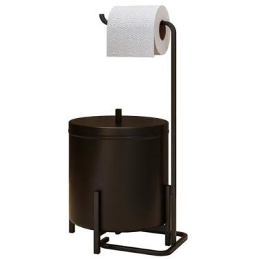 Imagem de Kit Lixeira Com Tampa Multiuso 6L Nara e Papeleira de Chão Tito Aço D0