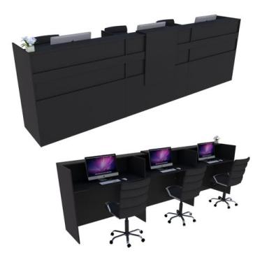 Imagem de Balcão Recepção 279cm Preto - Linha Premium - Modelo 1.1 - Marcenaria 