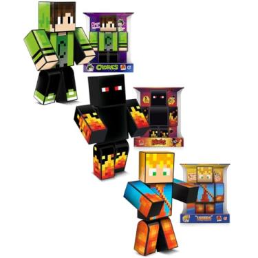 Imagem de Kit Bonecoos Mine Athos Lopers Cadres Youtubers 35cm 3un Craft (Athos Cadres e Lopers)