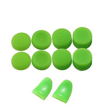 Imagem de Alargador de botões de substituição L2 R2 + cabo de silicone analógico para polegar da Sony PS4 PS4 Pro Slim Controller (verde)