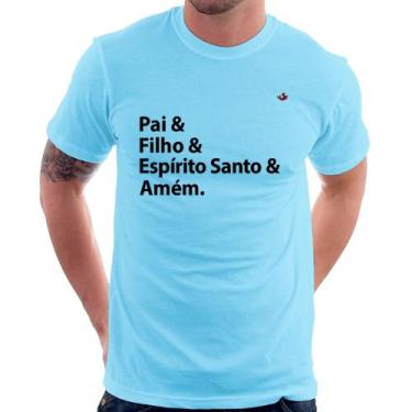 Imagem de Camiseta Pai, Filho, Espírito Santo, Amém - Foca na Moda, Azul bebê, P