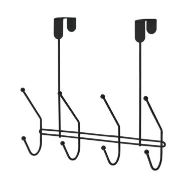 Imagem de Suporte Arthi para Porta Black com 4 Ganchos Duplos