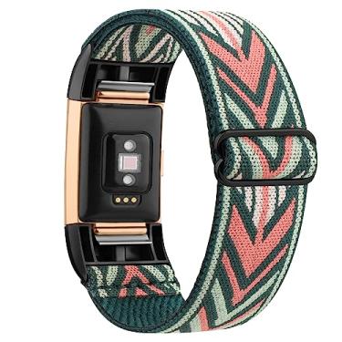 Imagem de Tobfit Pulseira elástica compatível com Fitbit Charge 2 para mulheres e homens, pulseiras trançadas elásticas de substituição para Fitbit Charge 2, flecha verde