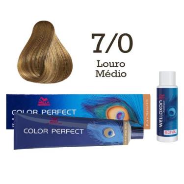 Imagem de Coloração Color Perfect 7/0 Louro Médio + Oxi 20 Welloxon  Wella - Wel