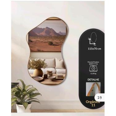 Imagem de Espelho Decorativo Orgânico 11 Com Moldura Lâmina De Madeira - Liz Dec