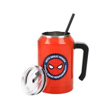 Imagem de Bioworld Copo de aço inoxidável Marvel Spider-Man Great Power Great Responsibility Red 850.5 g parede dupla com alça