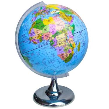 Imagem de Globo Terrestre Político Giratório 30cm Diâmetro Bilíngue Base Cromada
