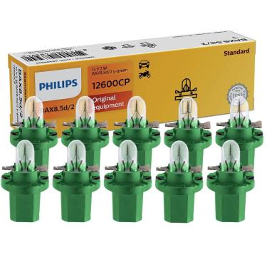 Imagem de 10 Lâmpada Philips Standart 2w 12v Bax8,5d/2 Y-green Painel