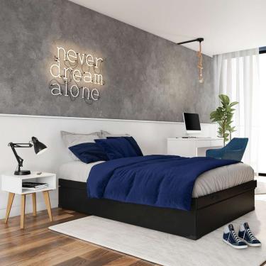 Imagem de Base para Cama Box Casal Mabel com Baú (47x138x188) Preta