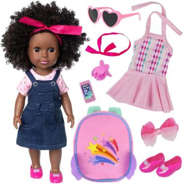 Imagem de Doll Ecore Fun Black 37 cm para menina com conjunto de roupas de silicone
