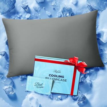 Imagem de Fronha gelada para quem dorme quente, instantaneamente fresca, fica fria a noite toda, capas de travesseiro mais macias do que seda, capas de travesseiro com zíper invisível, presente para homens e