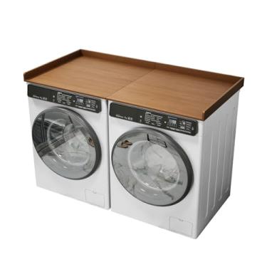 Imagem de Stuffygreenus Lavadora e secadora de roupas, bancada, dobrável, cobertura de madeira com almofadas antiderrapantes 137 cm de largura x 69,8 cm de profundidade, capas de lavadora e secadora para