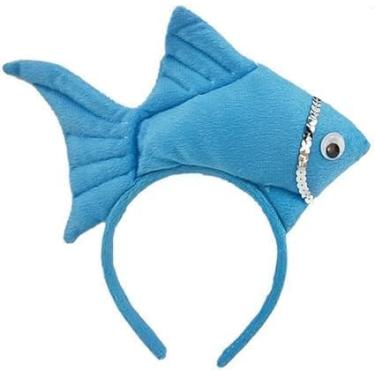 Imagem de Rosojodg Blue Fish Goldfish Marine Life Sea Animal Costume Party Headband Accessories for Halloween Dress Up, Women's Fashion Headbands, Headbands for Hair Wide Wide Headband for Women's Hair