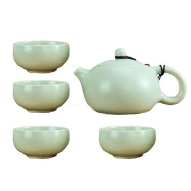 Imagem de Conjunto de chá de gongfu de porcelana, presente de cerâmica, kungfu, chá com xícaras para chá (verde)