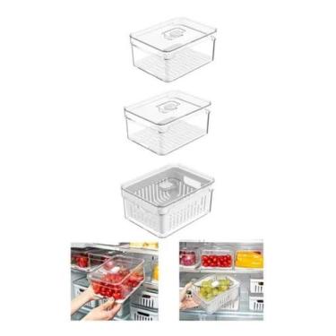 Imagem de Kit Organizadores De Geladeira 2,2L Frutas E Legumes 3 Pçs - OU