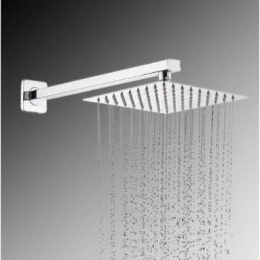Imagem de Ducha Chuveiro Inox Quadrada 20cm 20x20 Com Braço De 38cm - oem, WJ-60