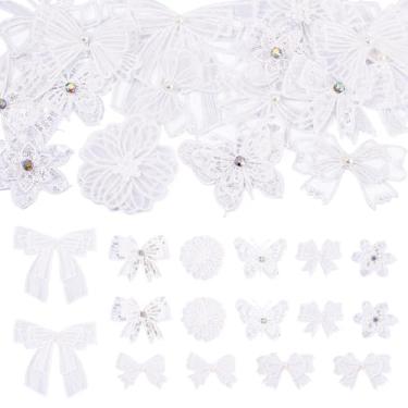 Imagem de Beadthoven 16 peças bordado renda flor borboleta laço apliques de renda branca bonito costurar em apliques bordados patch enfeite para vestido de casamento, roupas, bolsas, artesanato de costura DIY