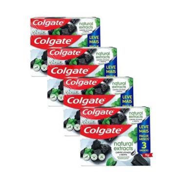 Imagem de Kit 4 Pack Creme Dental Colgate Natural Extracts Carvão Ativado e Ment