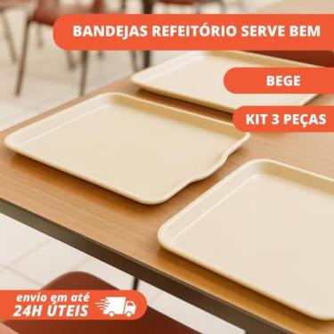Imagem de Bandejas Refeitório 3un Serve Bem Bege Plástica - SANTANA
