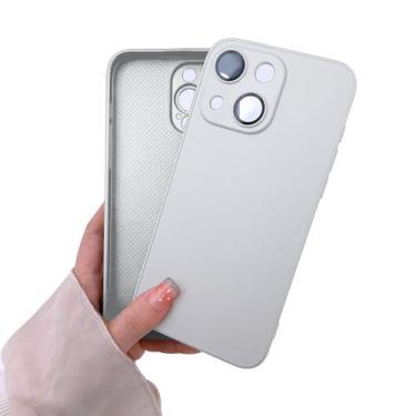 Imagem de Capinha Silicone Vidro Fosco Compatível com iPhone 13 Proteção de Câme