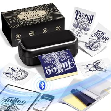 Imagem de Impressora de estêncil de tatuagem para tatuagem Bluetooth, TP31 mini impressora térmica de tatuagem sem fio para entusiastas de tatuagem/iniciantes/artistas, com 30 peças de papel de transferência