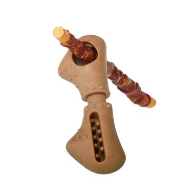 Imagem de Tall Tails Suporte de bastão e brinquedo de mastigar para cães – com cheiro de bacon, GG, suporte ajustável para palitos de bully e petiscos para espalhar, reduz asfixia