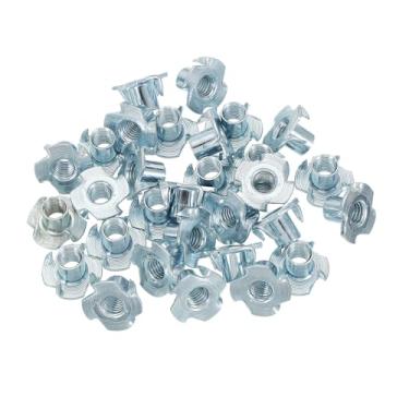 Imagem de PATIKIL Porcas em T M8, 30 peças de aço zincado com 4 pontas, porca cega de 10 mm de comprimento, quatro garras t porcas, inserções roscadas, ferragens para móveis de madeira, armários de escalada
