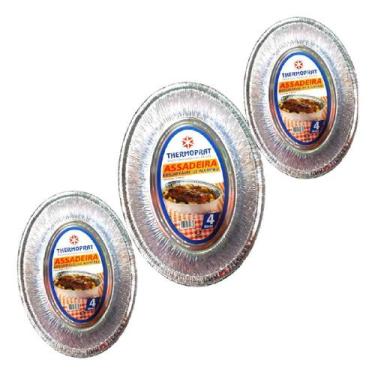 Imagem de Kit 5x Assadeira Alumínio Oval 4l Thermoprat leve 5un